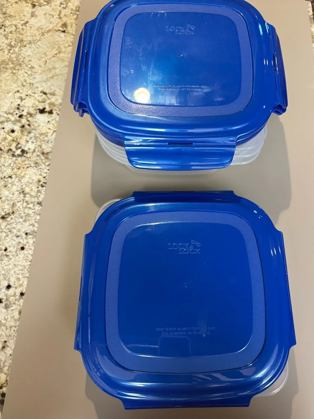 LocknLock 4 Piece Divider Plates with Cobalt Blue Lids - Divided Food Storage